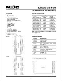 MX23C8100MC-15 datasheet: Access time: 150; 8-Mbit mask ROM (8/16 bit output) MX23C8100MC-15