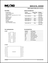 MX23L4000TI-20 datasheet: Access time: 200; 4-Mbit mask ROM (8-bit output) MX23L4000TI-20