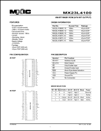 MX23L4100PC-10 datasheet: Access time: 100; 4-Mbit mask ROM (8/16-bit output) MX23L4100PC-10