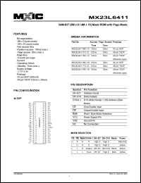 MX23L6411MC-12 datasheet: Access time: 120; 64-Mbit (8M x 8/4M x 16) mask ROM with page mode MX23L6411MC-12