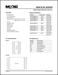 MX23L8000TC-12 datasheet: Access time: 120; 3.3 volt, 64-Mbit (4M x 16/2M x 32) mask ROM with page mode MX23L8000TC-12