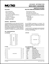 MX26C4000BPC-15 datasheet: Access time: 150; 4-Mbit (512K x 8) CMOS multiple-time-programmable-EPROM MX26C4000BPC-15