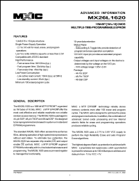 MX26L1620XBC-90 datasheet: Access time: 90; 16-Mbit (1M x 16) CMOS multiple-time-programmable-EPROM MX26L1620XBC-90