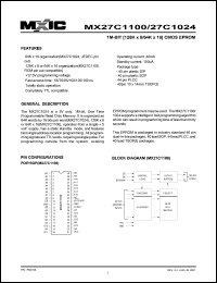 MX27C1024PC-70 datasheet: Access time: 70; 1-Mbit (128K x 8/64K x 16) CMOS EPROM MX27C1024PC-70