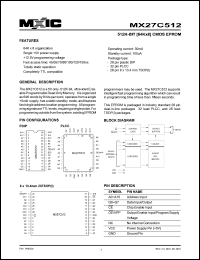 MX27C512QC-70 datasheet: Access time: 70ns; 512K-bit (64K x 8) CMOS EPROM MX27C512QC-70