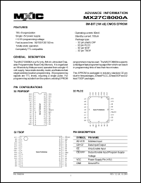 MX27C8000API-90 datasheet: Access time: 90ns; 8K-bit (1M x 8) CMOS EPROM MX27C8000API-90