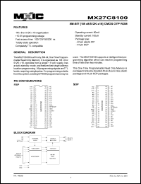 MX27C8100PC-20 datasheet: Access time: 200ns; 8K-bit (1M x 8/512K x 16) CMOS OTP ROM MX27C8100PC-20