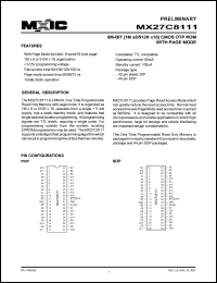 MX27C8111MC-12 datasheet: Access time: 120ns; 8K-bit (1M x 8/512K x 16) CMOS OTP ROM with page mode MX27C8111MC-12