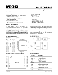 MX27L2000TC-12 datasheet: Access time: 120ns; 2M-bit (256K x 8) CMOS EPROM MX27L2000TC-12