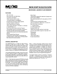 MX29F022NTPC-70 datasheet: Access time: 70ns; 2M-bit (256K x 8) CMOS flash memory MX29F022NTPC-70