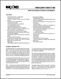 MX29F400TMC-55 datasheet: Access time: 55ns; 4M-bit (512K x 8/256K x 16) CMOS flash memory MX29F400TMC-55