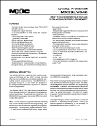 MX29LV040QC-70 datasheet: Access time: 70ns; 4M-bit (512K x 8) CMOS single voltage 3V only equal sector flash memory MX29LV040QC-70