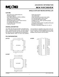 MX10C8050PC datasheet: Single-chip 8-bit microcontroller MX10C8050PC