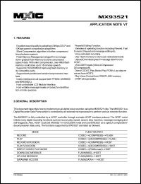 MX93521UC datasheet: All digital volce recorder machine based on the MX93521 vocoder chip MX93521UC