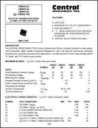 CMSH2-100 datasheet: 100 V, schottky barrier rectifier CMSH2-100