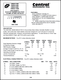 CMSH2-40M datasheet: 40 V, high density schottky barrier rectifier CMSH2-40M