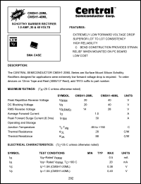 CMSH1-20ML datasheet: 20 V,  schottky barrier rectifier CMSH1-20ML