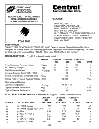 CSHDD16-40C datasheet: 40 V, silicon schottky rectifier dual, common cathode CSHDD16-40C