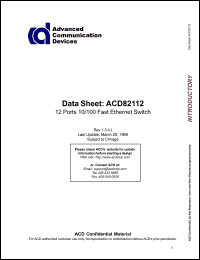 ACD82112 datasheet: 12 ports 10/100 fast ethernet switch. ACD82112