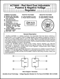 ACT8600 datasheet: Rad hard dual adjuistable positive and negative voltage regulator. ACT8600