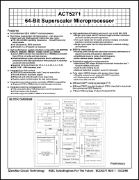 ACT-5271PC-250F17M datasheet: 64-bit superscaler microprocessor. Speed 250 MHz. Screened to the individual test methods of MIL-STD-883. ACT-5271PC-250F17M