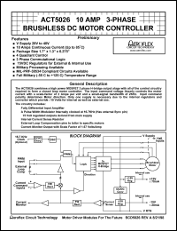 ACT5026 datasheet: 10 AMP 3-phase brushless DC motor controller ACT5026