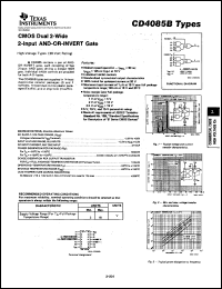 CD4085BF datasheet:  CMOS DUAL 2-WIDE 2-INPUT AND-OR-INVERT GATE CD4085BF