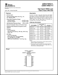 CD54HC11F3A datasheet:  HIGH SPEED CMOS LOGIC TRIPLE 3-INPUT AND GATES CD54HC11F3A