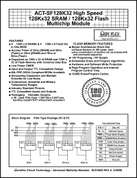 ACT-SF128K32N-39P1T datasheet: High speed 128K x 32 SRAM / 128K x 32 FLASH multichip module. Speed 35(SRAM) / 90(FLASH) ns. ACT-SF128K32N-39P1T