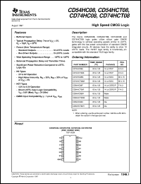 CD74HC08E datasheet:  HIGH SPEED CMOS LOGIC QUAD 2-INPUT AND GATES CD74HC08E