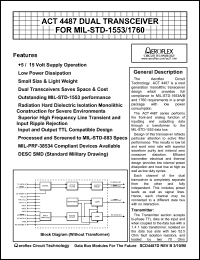 ACT4487-DFI datasheet: Dual transceiver for MIL-STD-1553/1760. Rx standby normally high. ACT4487-DFI