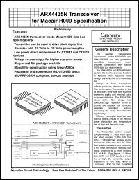 ARX4435N datasheet: Tranceiver for macair H009 specification. Receiver data level normally high. ARX4435N