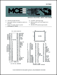 MT70003 datasheet: Single channel ARINC decoder. MT70003