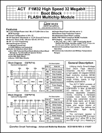 ACT-F1M32B-120F14Q datasheet: High speed 32 Megabit boot block FLASH multichip module. Speed 120ns. ACT-F1M32B-120F14Q