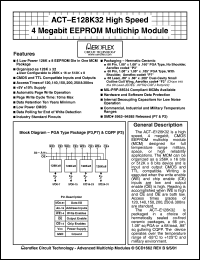 ACT-E128K32N-300F2Q datasheet: High speed 4 Megabit EEPROM multichip module. Speed 300ns. ACT-E128K32N-300F2Q