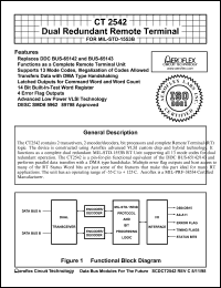 CT2542 datasheet: Dual redundant remote terminal for MIL-STD-1553B.Screened to the individual test methods of MIL-STD-883 CT2542