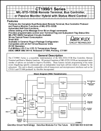 CT1991-1-20 datasheet: MIL-STD-1553B remote terminal, bus controller, or passive monitor hybrid with status word control CT1991-1-20