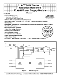 ACT8611 datasheet: Radiation hardened 50 watt power supply module. Output voltage +5V ACT8611