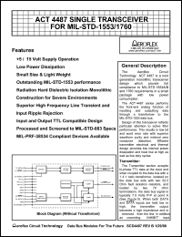 ACT4487-F datasheet: Single transceiver for MIL-STD-1553/1760. Rx standby normally low. ACT4487-F