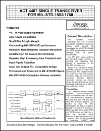 ACT4487-I datasheet: Single transceiver for MIL-STD-1553/1760. Rx standby normally high. ACT4487-I