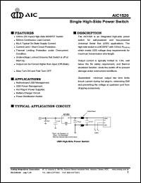 AIC1520-CX datasheet: Supply voltage: 7.0V; single high-side power switch AIC1520-CX