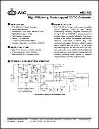 AIC1562CS datasheet: Supply voltage: 20V; high-efficiency, bootstrapped DC/DC converter AIC1562CS