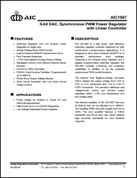 AIC1567CN datasheet: 5-bit DAC, synchronous PWM power regulator with linear controller AIC1567CN