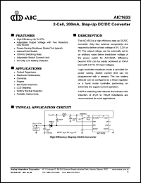 AIC16335CS datasheet: 2-cell, 200mA, step-up DC/DC converter AIC16335CS