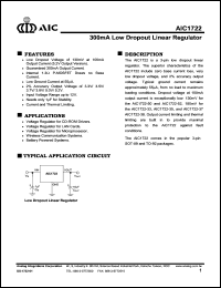 AIC1722-37CZL datasheet: 300mA low dropout linear regulator AIC1722-37CZL