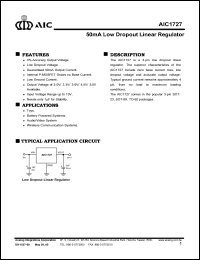 AIC1727-45CZL datasheet: 50mA low dropout linear regulator AIC1727-45CZL