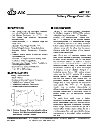 AIC1781CS datasheet: Supply voltage: 5.5V; battery charge controller AIC1781CS