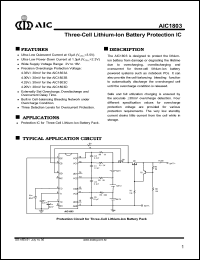 AIC1803CCS datasheet: Overcharge protection voltage: 4.25V; three-cell lithium-lon battery protection IC AIC1803CCS