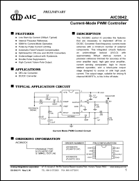 AIC3842CS datasheet: Supply voltage: 30V; current-mode PWM controller AIC3842CS