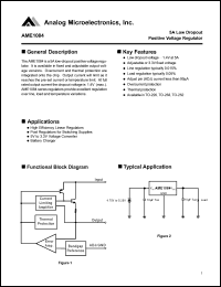 AME1084DCBT datasheet: 5A low dropout positive voltage regulator AME1084DCBT